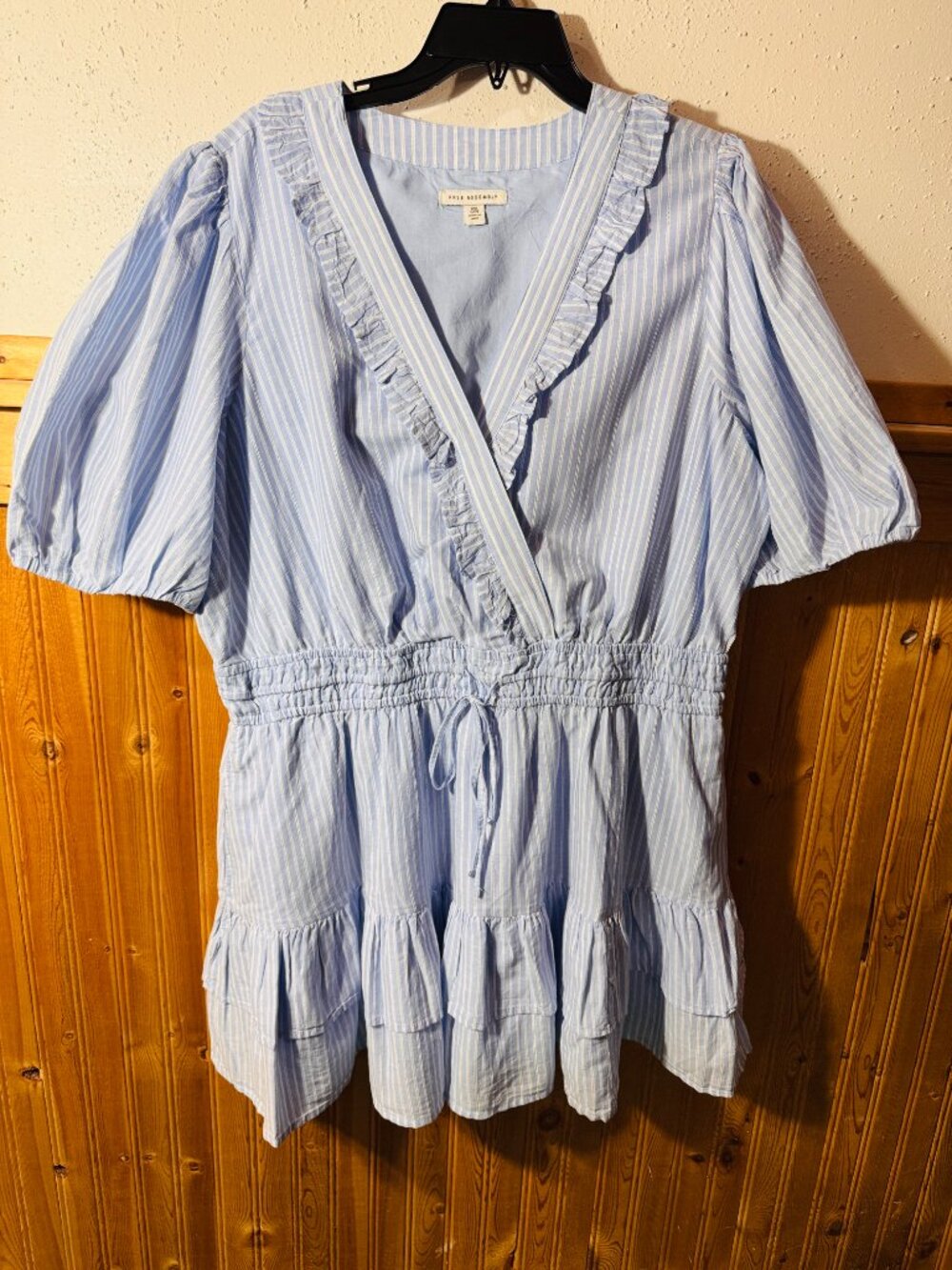 NWT Free Assembly Ruffle V-Neck Striped Mini Dress XXL 20